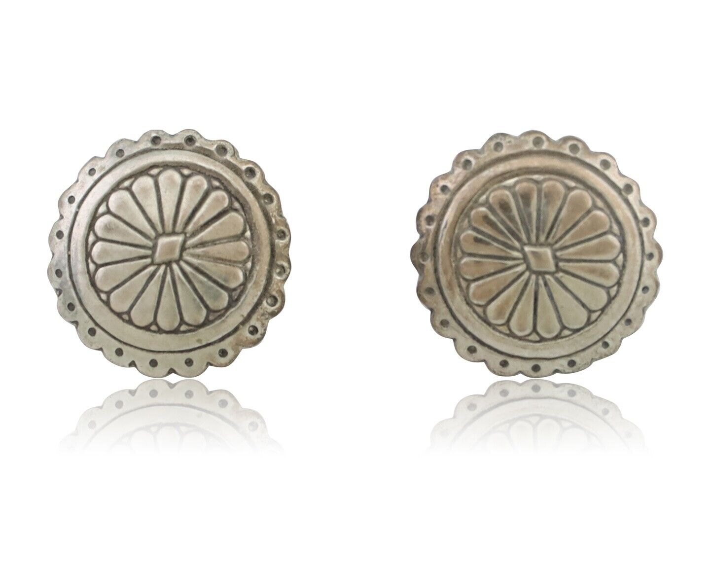 Navajo Small Shield Earrings 925 Silver Native American Artist C.80's