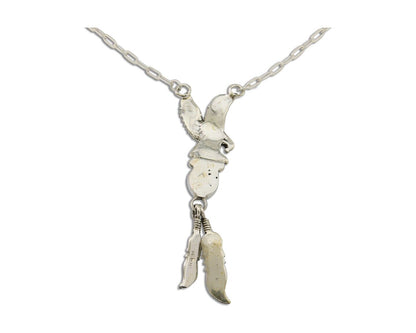 Navajo Eagle Feather Turquoise Necklace 925 Silver Native American Artist C.80's