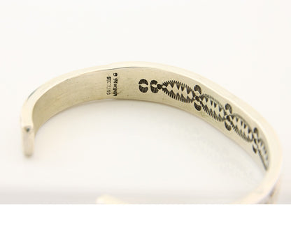 Navajo Bracelet 925 Silver Heavy Hand Stamped Signed Bruce Morgan C.80's
