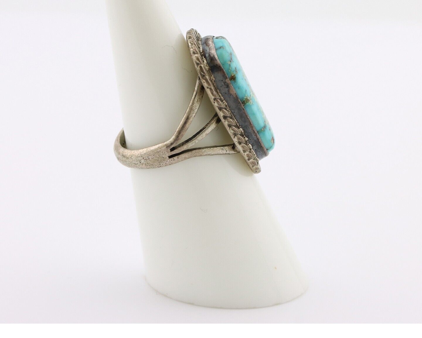 Navajo Ring .925 Silver Blue Turquoise Artist Signed Doug Zachary C.80's