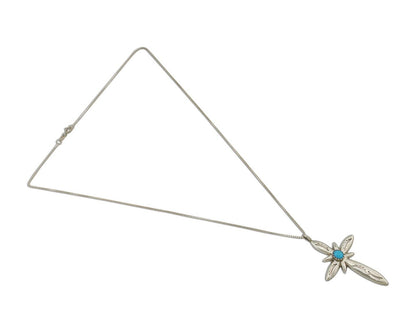 Navajo Cross Necklace 925 Silver Turquoise Hand Stamped Native American C.80's