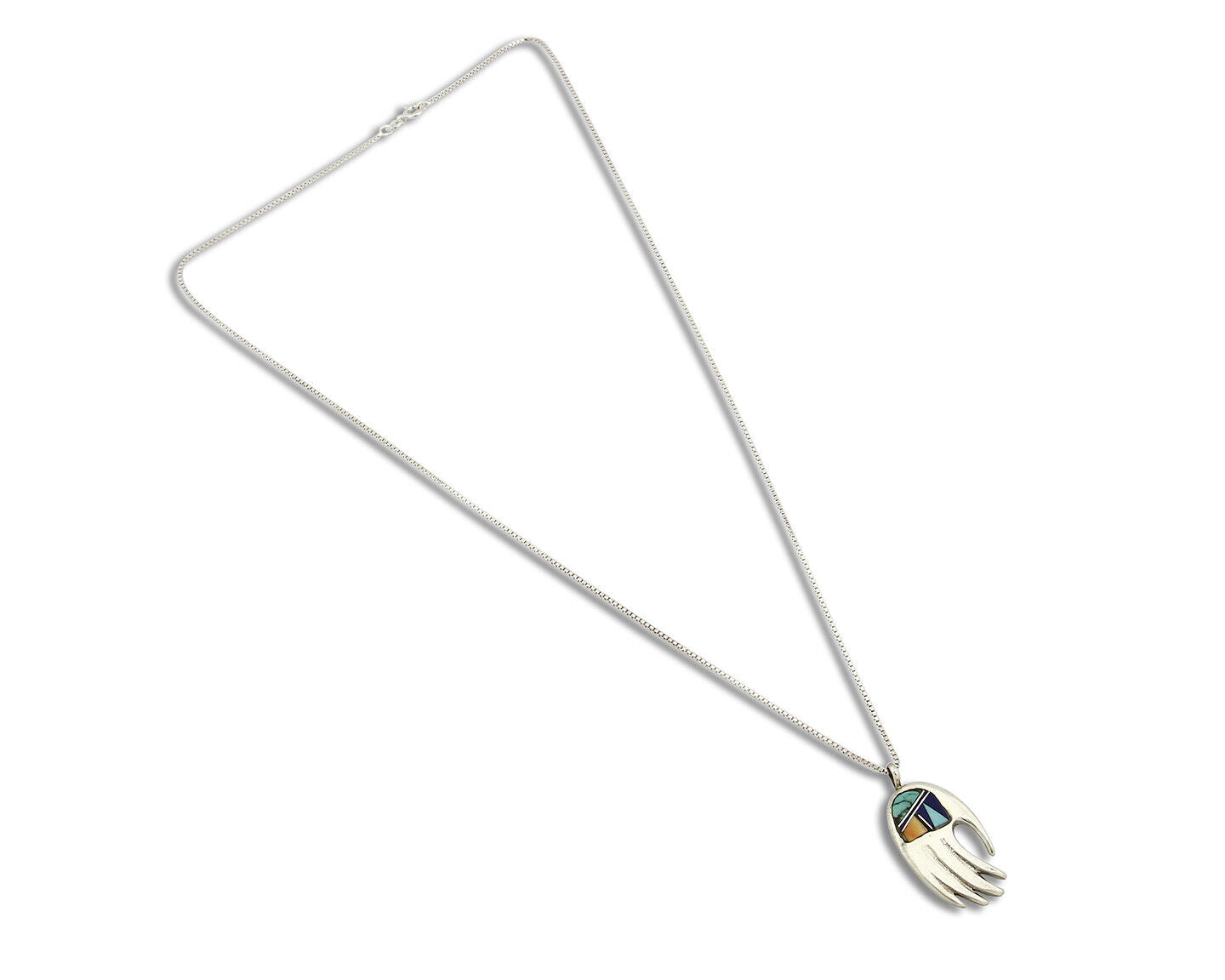 Navajo Bear Claw Pendant .925 Silver Gemstone Signed Arnold Maloney