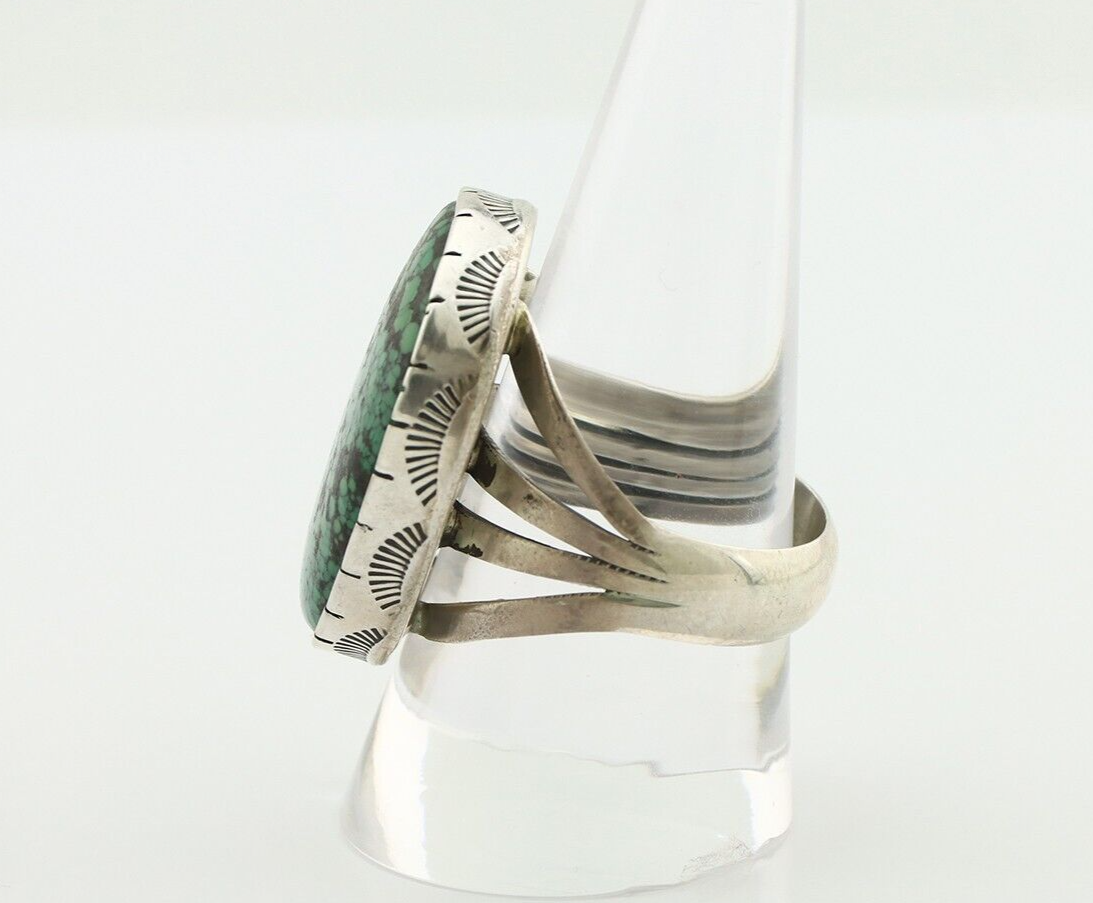 Navajo Ring 925 Silver Natural Spiderweb Turquoise Native American Artist C.80's