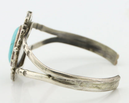 Navajo Bracelet 925 Silver Natural Turquoise Artist Signed Thompson Platero C80s