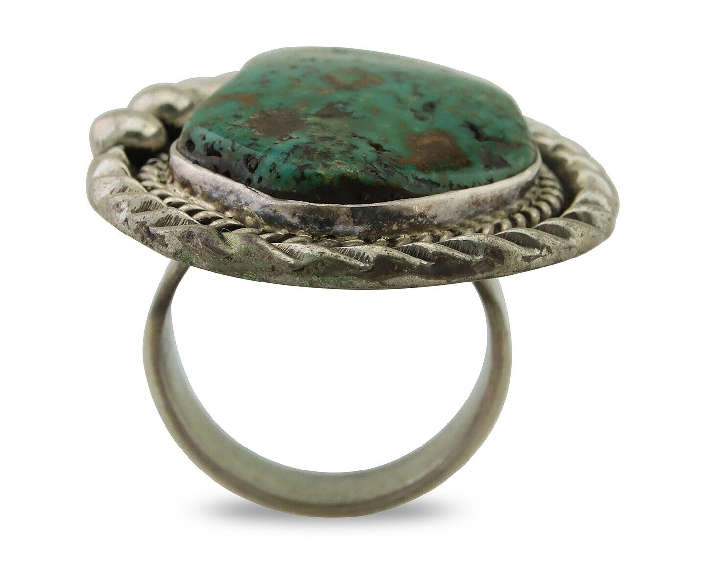 Navajo Ring .925 Silver Natural Turquoise Artist Signed Zachary C.80's