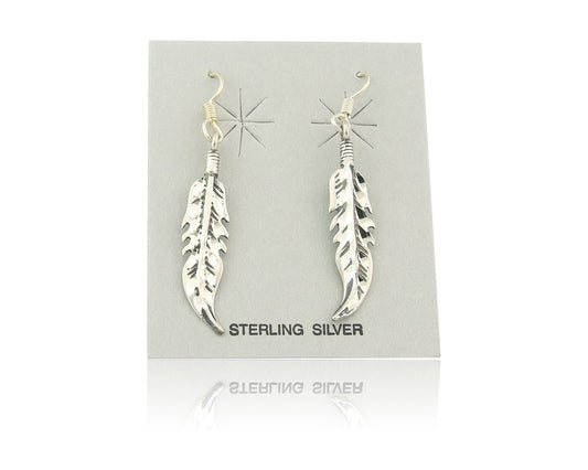 Navajo Feather Earrings Sterling Silver Dangle Vintage Authentic Signed Masha