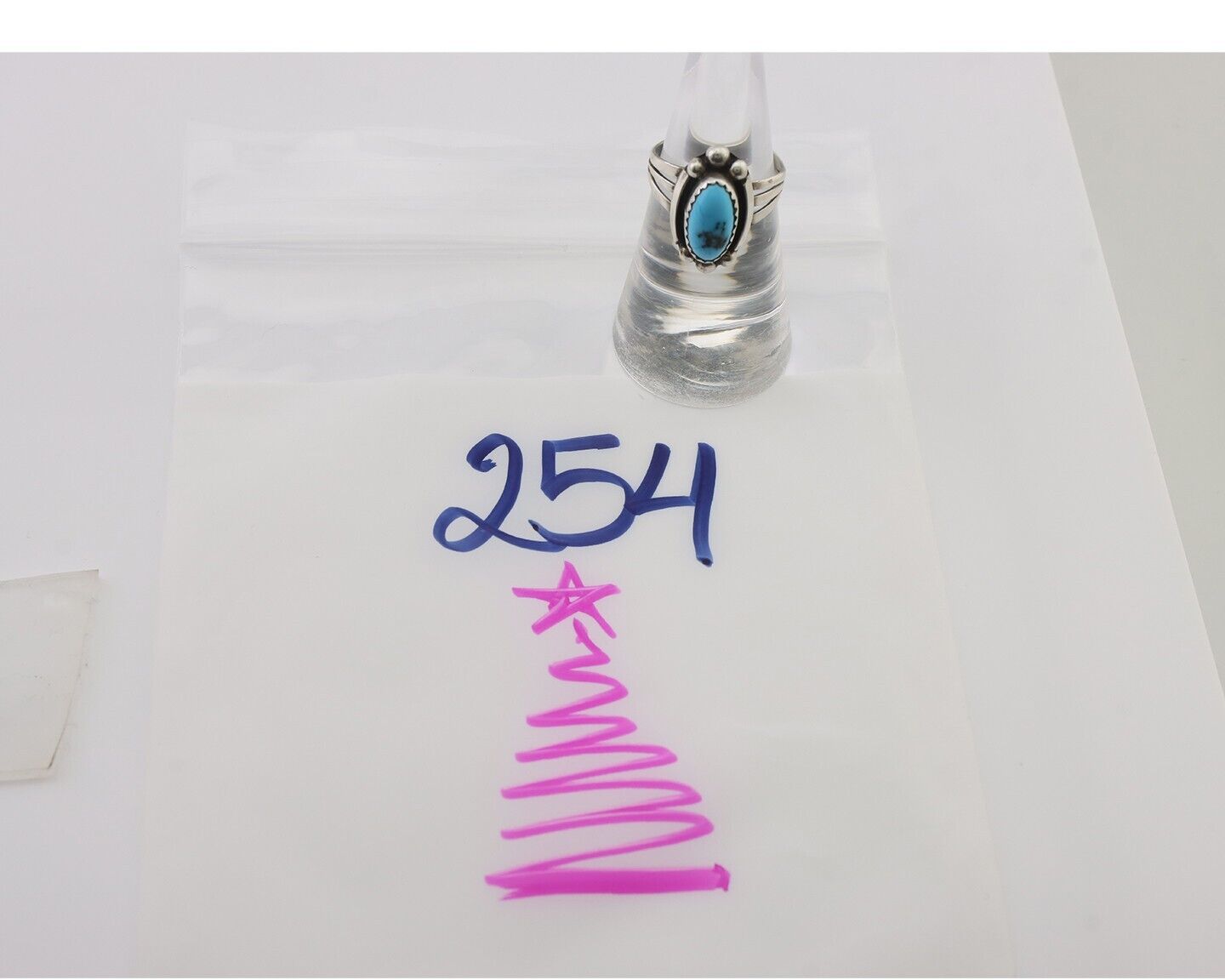 Navajo Ring 925 Silver Sleeping Beauty Turquoise Artist Signed SC C.80's