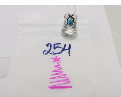Navajo Ring 925 Silver Sleeping Beauty Turquoise Artist Signed SC C.80's
