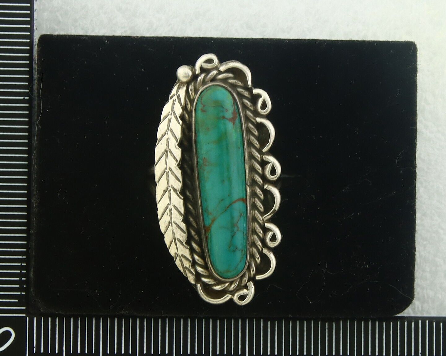 Navajo Ring 925 Sterling Blue Turquoise Artist Signed Richard Yazza C.80's