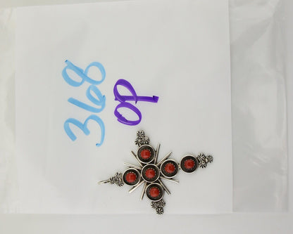 Zuni Cross Pendant 925 Silver Mediterranean Coral Artist Signed Lonasee C.80's