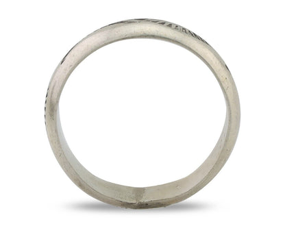 Navajo Hand Stamped Band 925 Silver 6.0 mm Signed Larry Chavez Size 10.5 C.80's