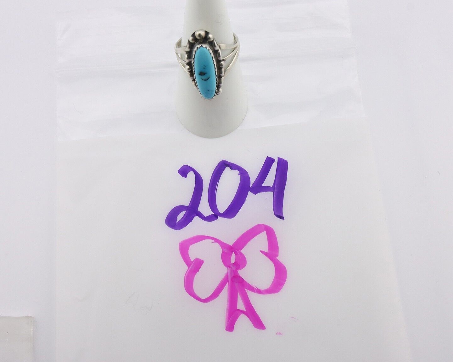 Navajo Ring .925 Silver Sleeping Beauty Turquoise Signed SkyStone Creations C80s