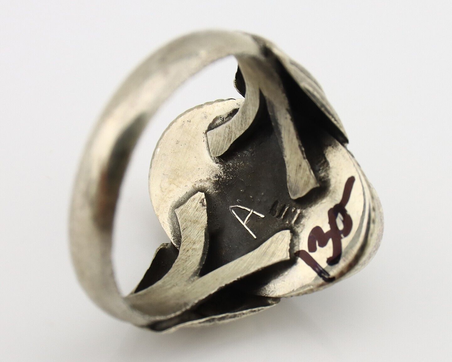 Navajo Handmade Ring 925 Silver Natural High Grade Fire Opal Native Artist C.80s