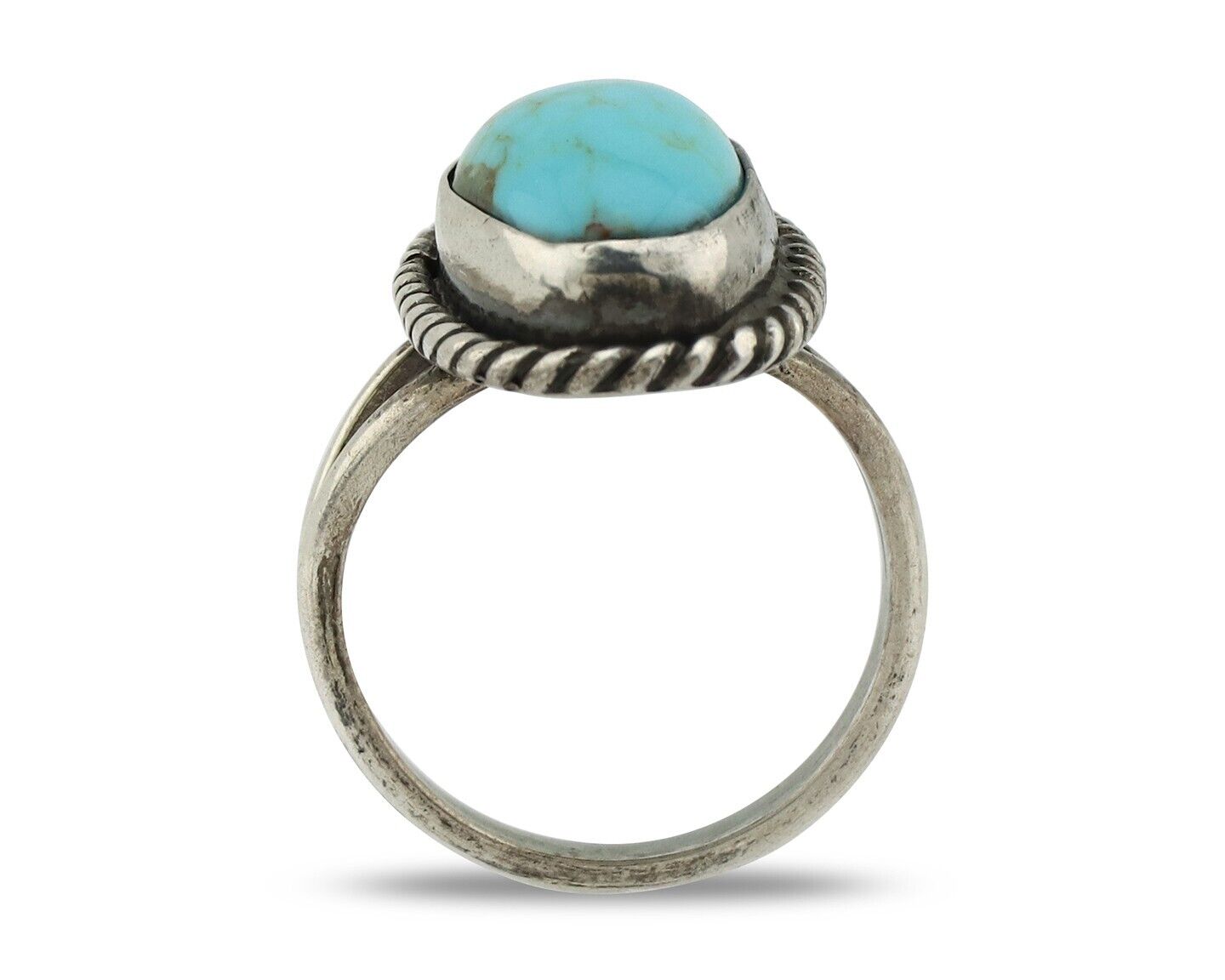 Navajo Ring 925 Silver Kingman Turquoise Native American Artist C.80's