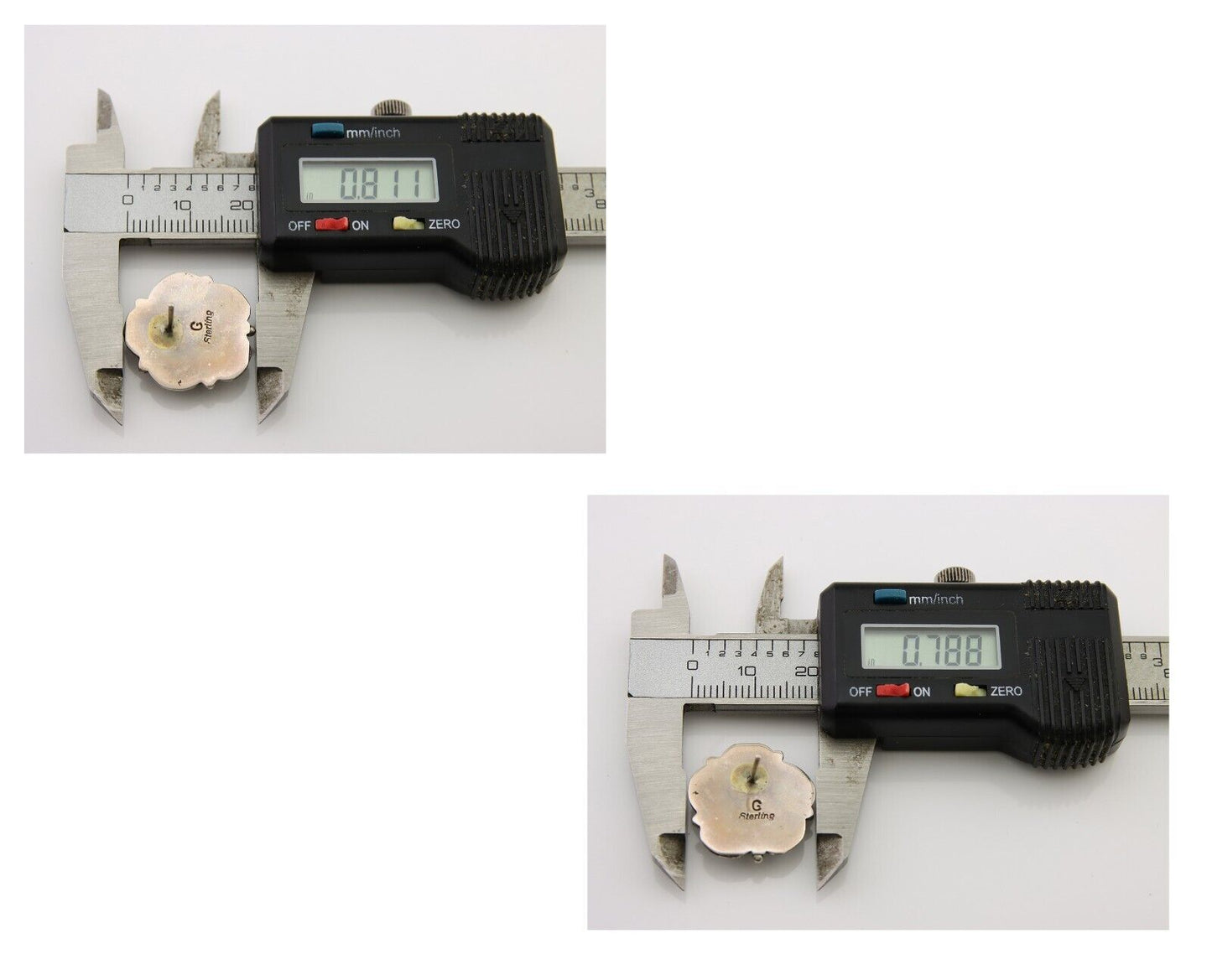 Navajo Earrings 925 Silver Inlaid Natural Turquoise Artist Signed G C.80s