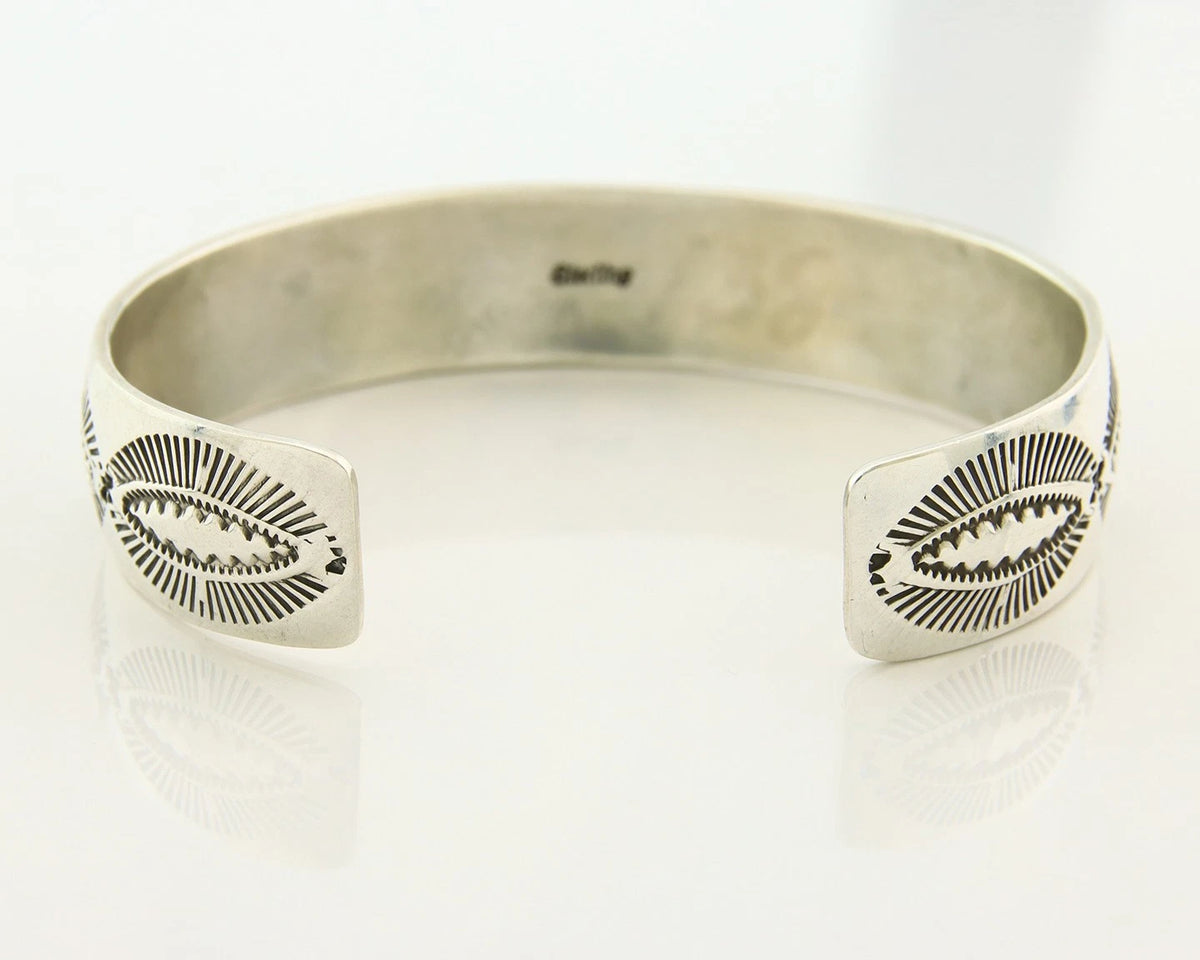 Navajo Cuff Bracelet 925 Sterling Silver Vintage Heavy Hand Stamped