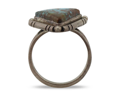 Navajo Ring 925 Silver Spiderweb Turquoise Native American Artist C.80's