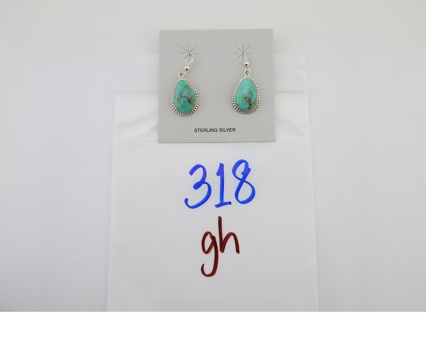 Navajo Dangle Earrings 925 Silver Natural Turquoise Artist Signed Montoya C.80's