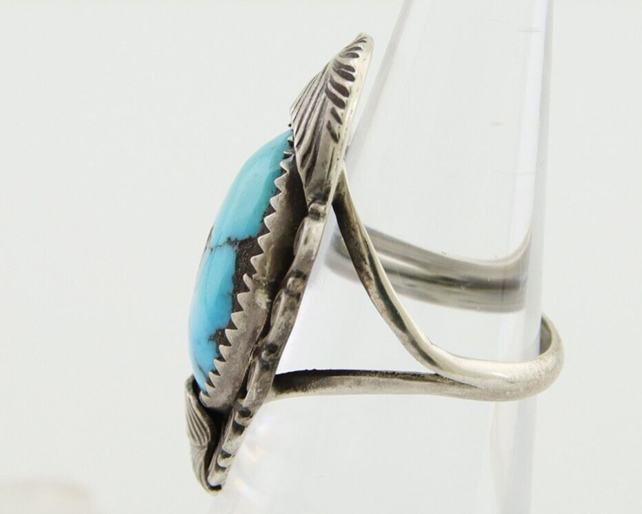 Navajo Ring .925 Silver Blue Turquoise Artist Signed Billy Eagle C.80's