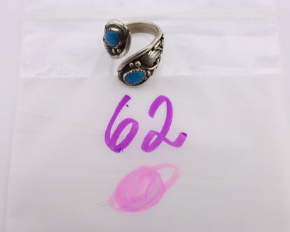 Navajo Ring 925 Silver Natural Blue Turquoise Artist Signed J C.80's