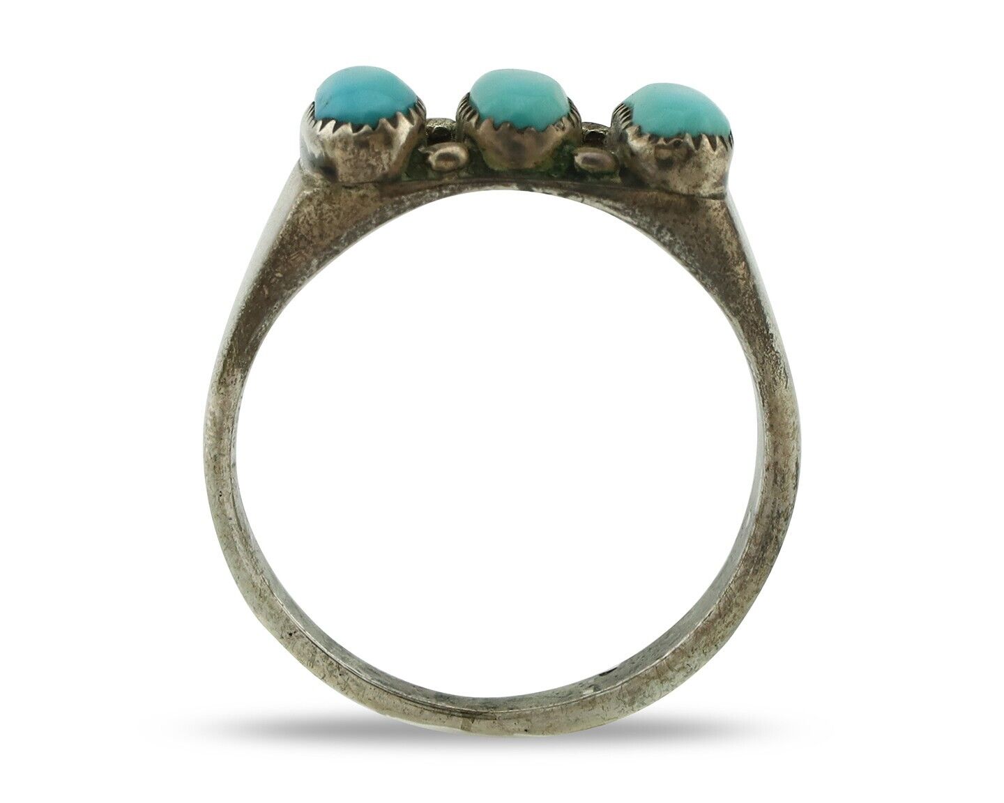 Zuni Ring .925 Silver Natural Sleeping Beauty Turquoise Signed R. LULE C.80's