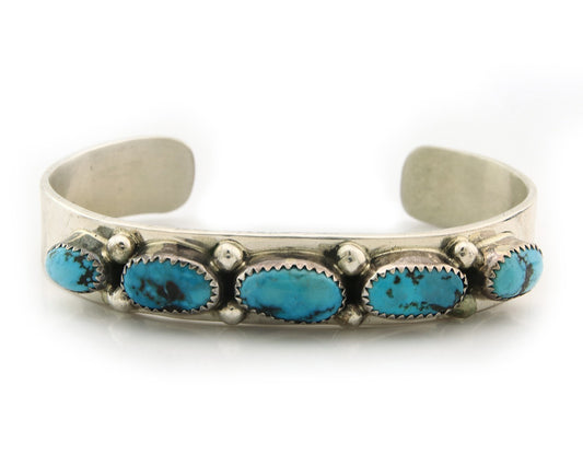 Navajo Bracelet Sterling Silver Nevada Turquoise Artist Signed C Jones