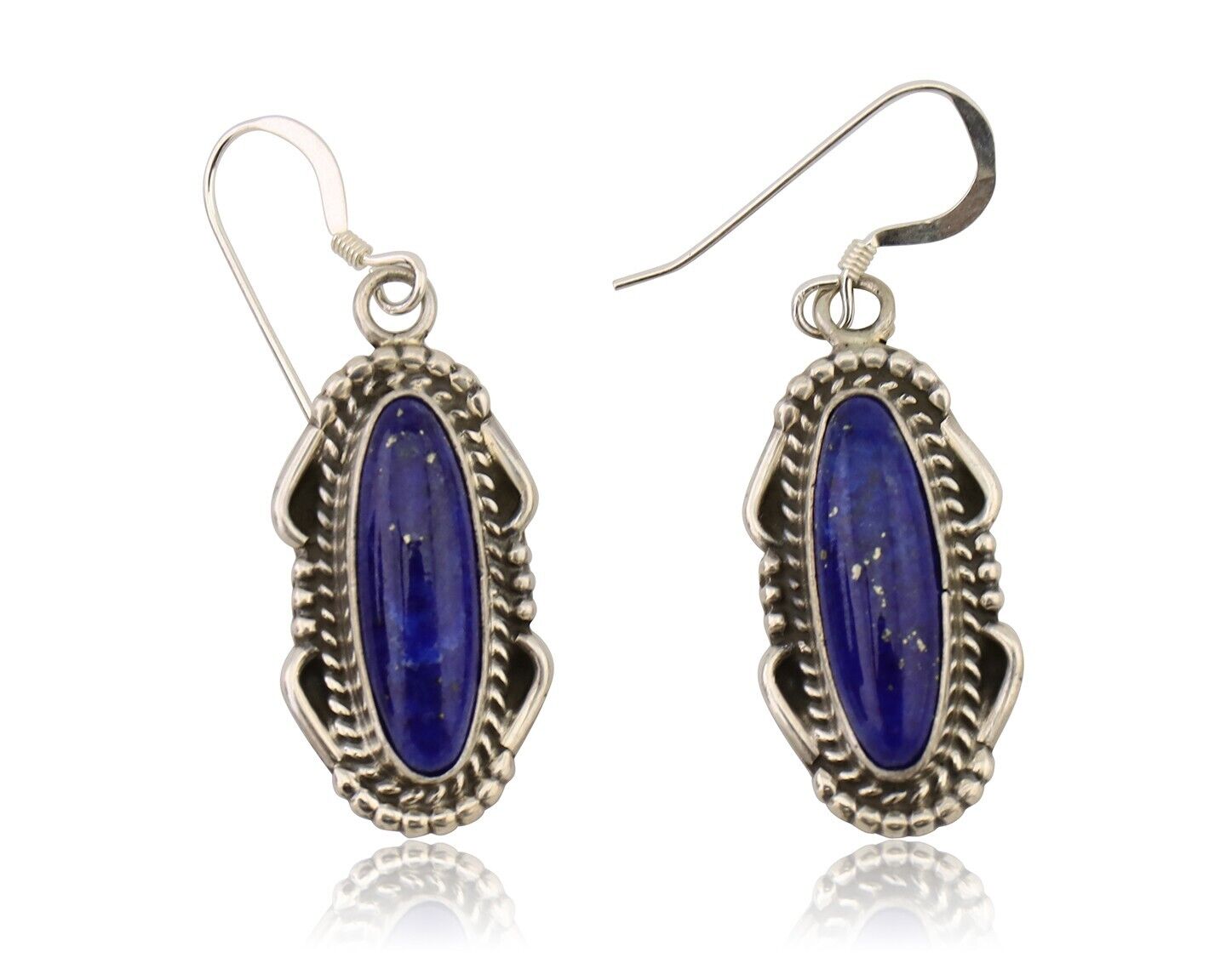 Navajo Dangle Earrings 925 Silver Lapis Lazuli Native American Artist C.80's