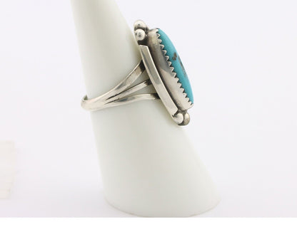 Navajo Ring .925 Silver Sleeping Beauty Turquoise Signed SkyStone Creations C80s