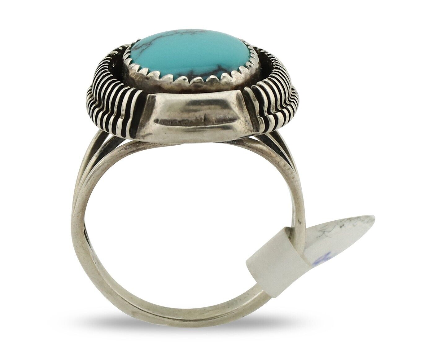 Navajo Ring 925 Silver Natural Blue Turquoise Artist Signed Larry Yazzie C.80's