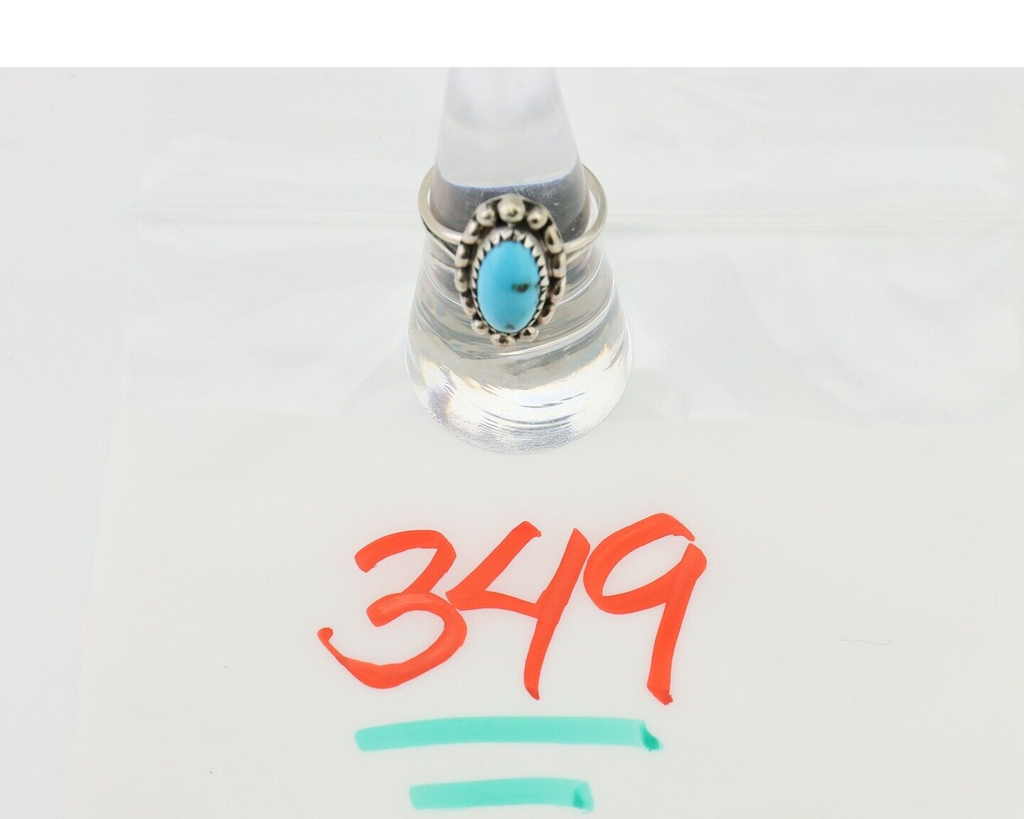 Navajo Ring 925 Silver Sleeping Beauty Turquoise Artist Signed SC C.80's