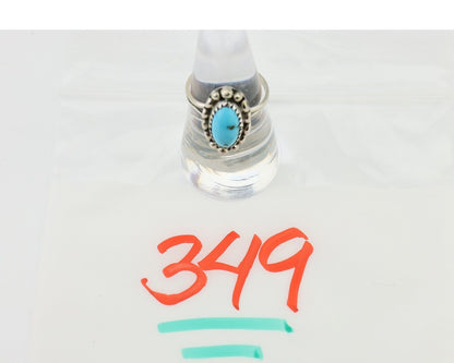 Navajo Ring 925 Silver Sleeping Beauty Turquoise Artist Signed SC C.80's