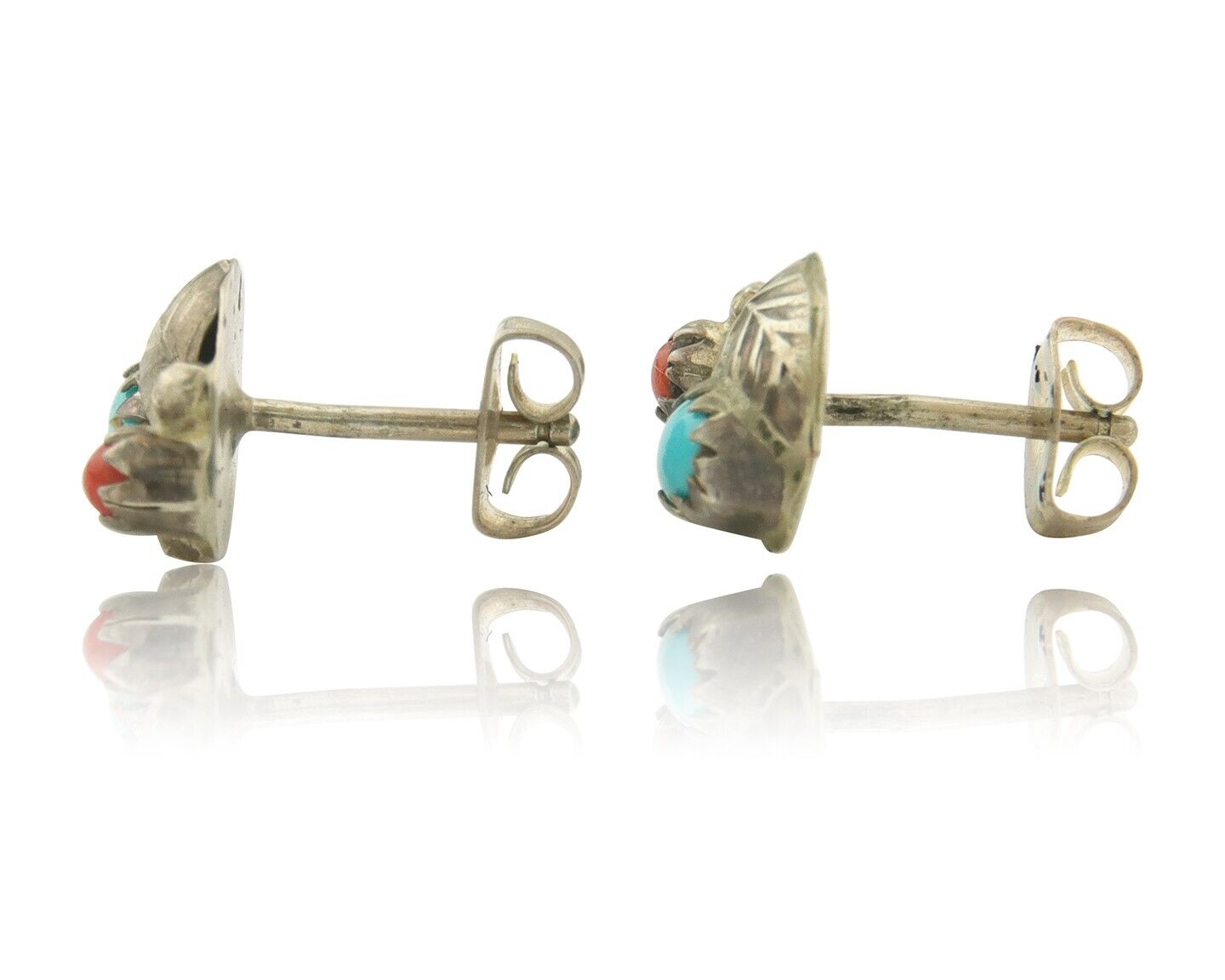 Navajo Earrings 925 Silver Natural Gemstone Native American Artist C.80's