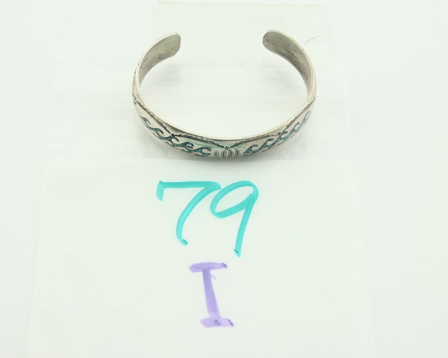 Navajo Bracelet 925 Silver Inlaid Turquoise Cuff Artist Signed NAKAI C.80's