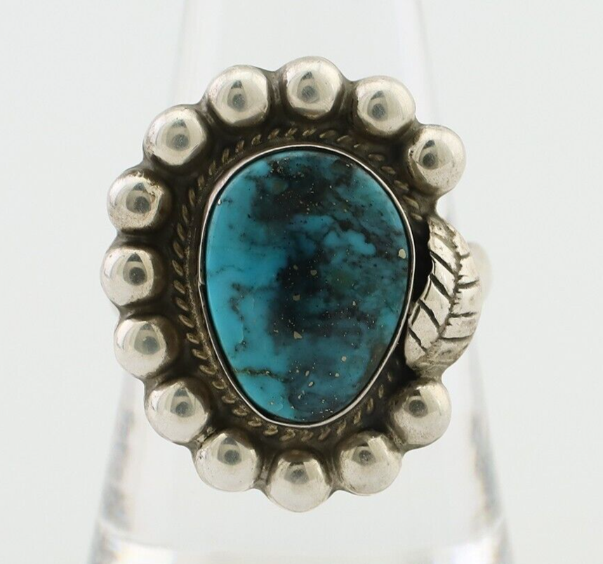 Navajo Ring 925 Silver Blue Turquoise Native American Artist C.80's