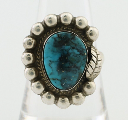 Navajo Ring 925 Silver Blue Turquoise Native American Artist C.80's