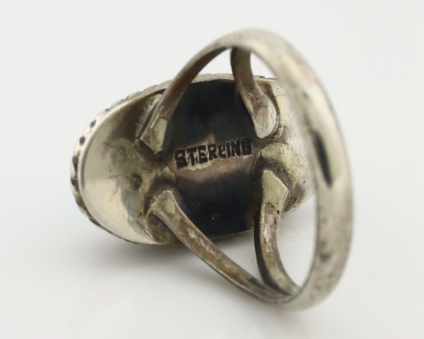 Navajo Ring 925 Silver Natural Kingman Turquoise Native American Signed C.80's