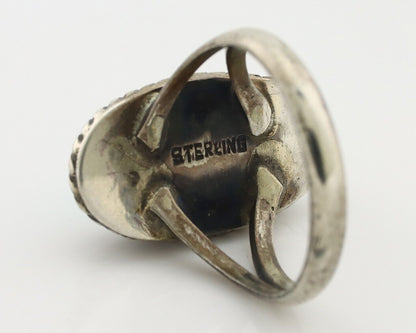 Navajo Ring 925 Silver Natural Kingman Turquoise Native American Signed C.80's