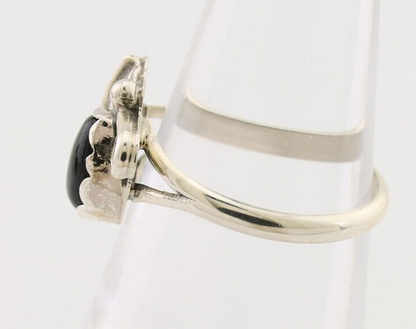 Navajo Handmade Ring 925 Silver Natural Onyx Native Artist Size 5.0 C.80's