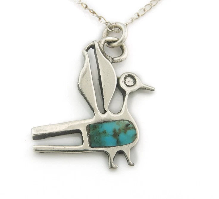 Navajo Necklace Sterling Silver Natural Blue Turquoise Vintage
