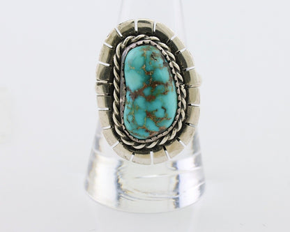 Navajo Ring 925 Silver Blue Gem Turquoise Signed William Denetdale 8.75 C.80's