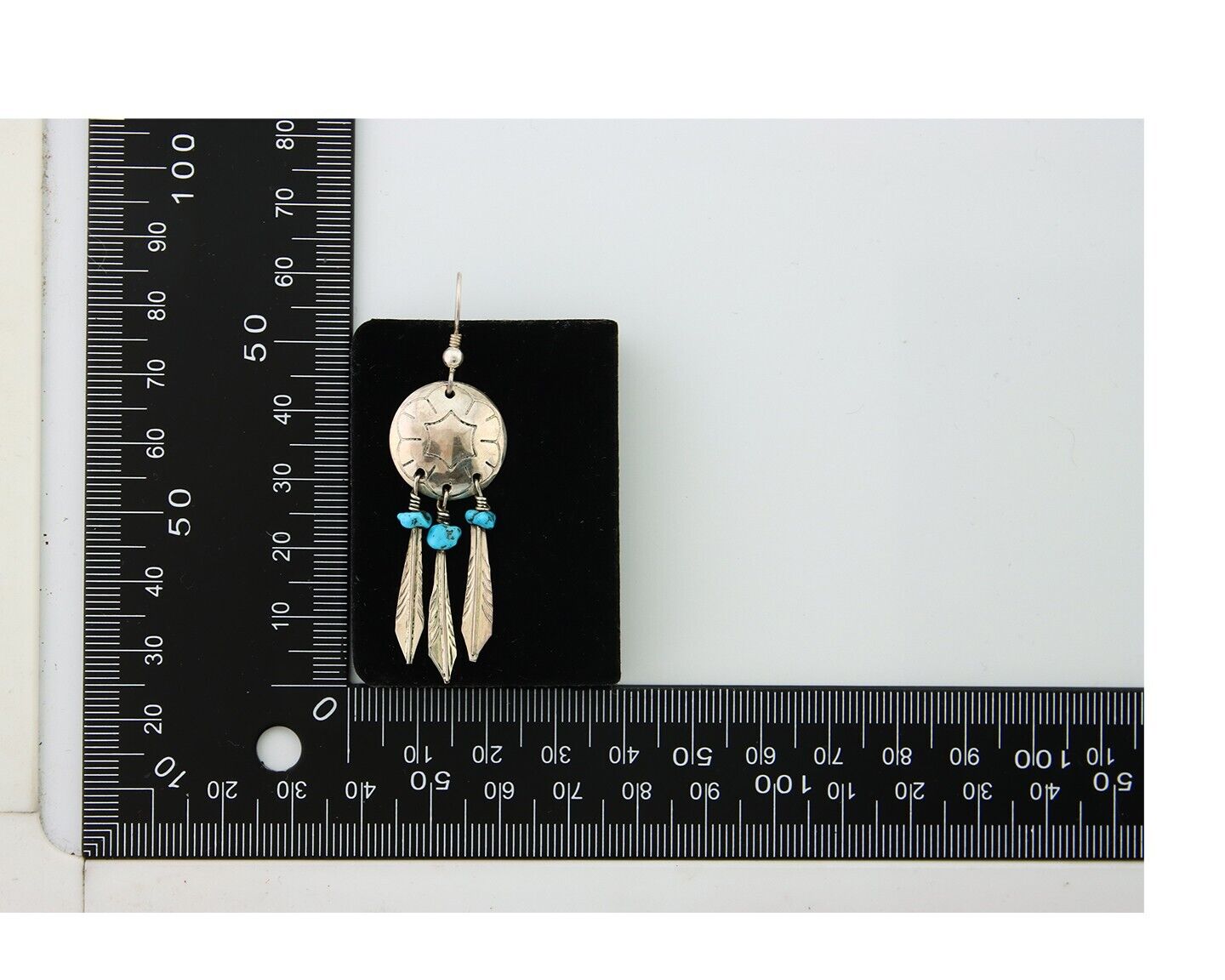 Navajo Earrings 925 Silver Dream Catcher Natural Turquoise Native Artist C.80's