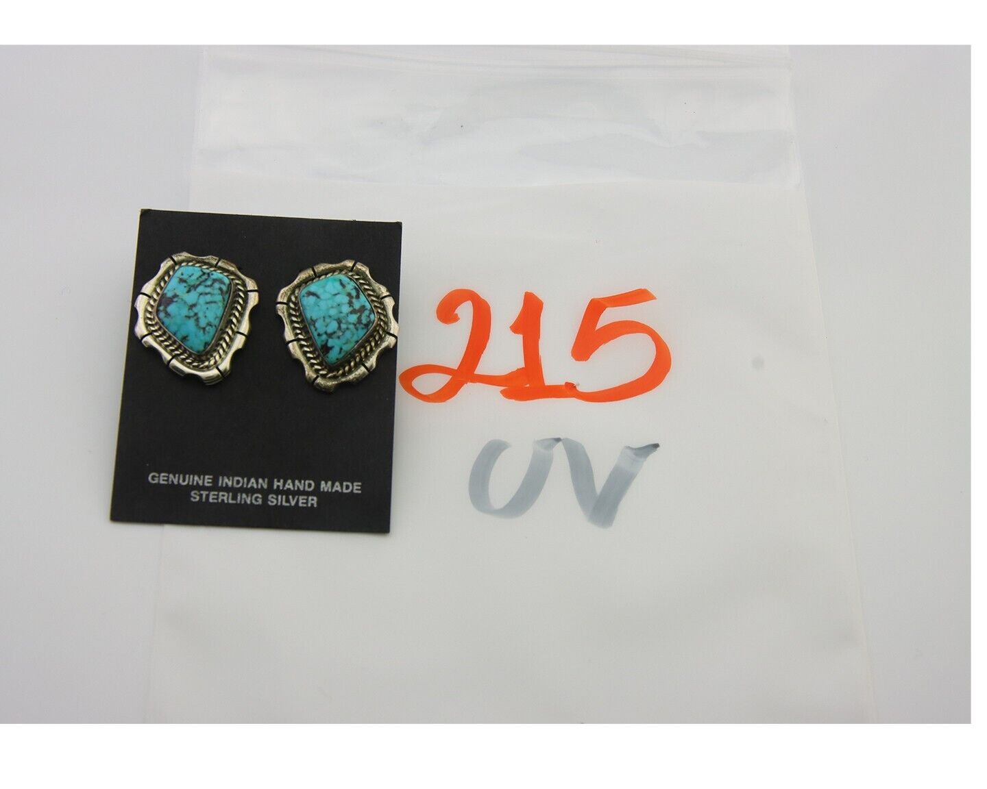 Navajo Earrings 925 Silver Natural Turquoise Artist Signed Sun West C80s