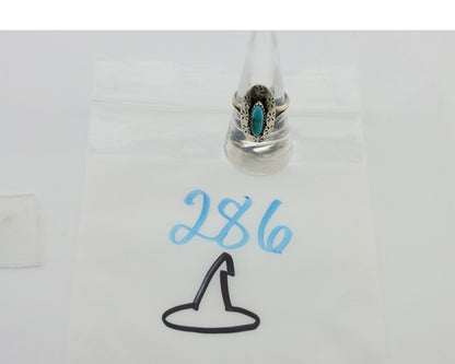 Navajo Ring 925 Silver Natural Blue Turquoise Signed IJC C.80's