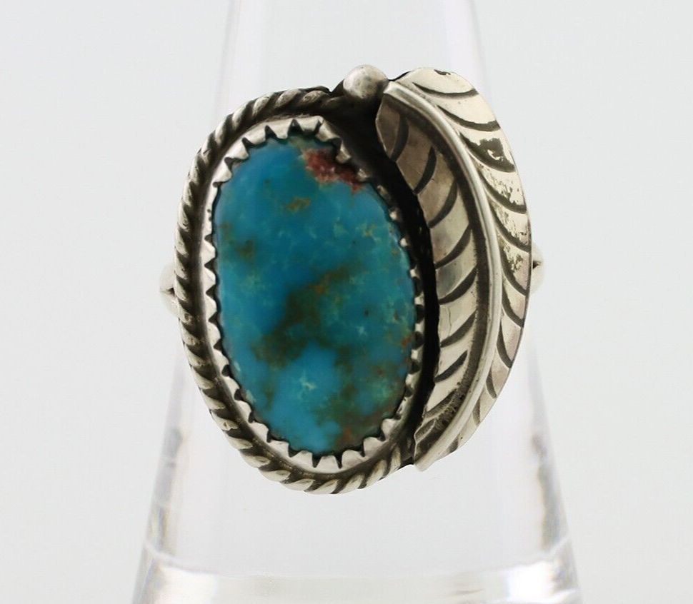 Navajo Handmade Ring 925 Silver Kingman Turquoise Native American Artist C.80's