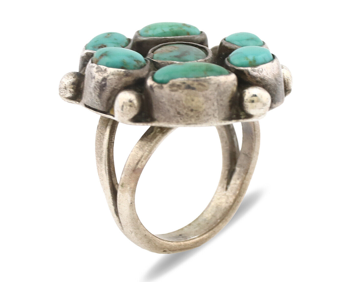 Navajo Ring .925 Silver Blue Turquoise Native American Artist C.1980's