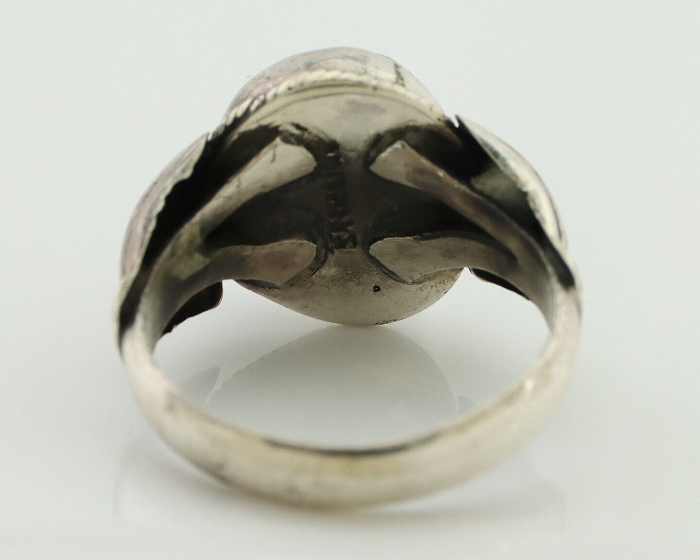 Navajo Handmade Ring 925 Silver Mined Blue Turquoise Native American Artist C80s