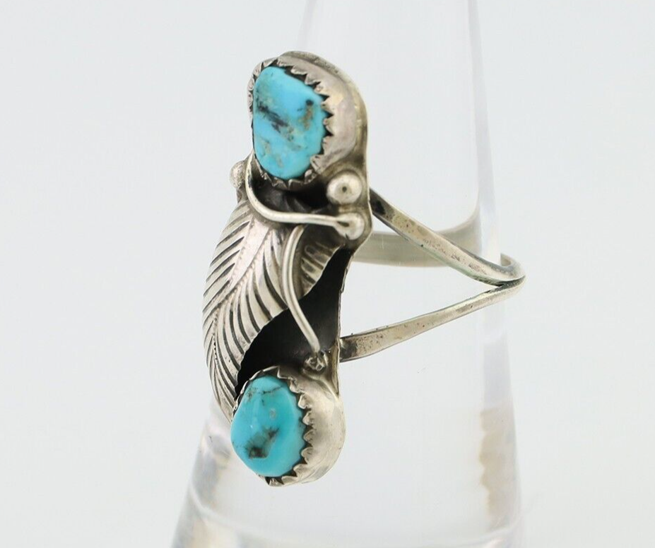 Navajo Handmade Ring 925 Silver Kingman Turquoise Native American Artist C.80's