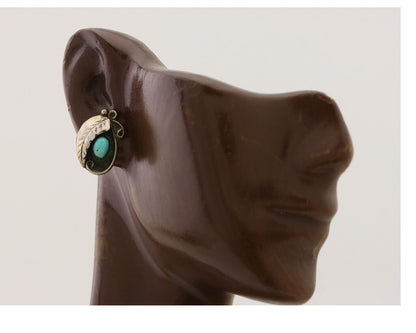 Navajo Earrings 925 Silver Natural Turquoise Native American Artist C.80's
