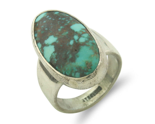 Navajo Ring 925 Sterling Turquoise Handmade Signed M Montoya C.80's Size 7.0