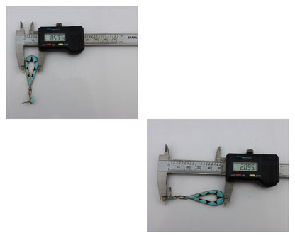 Navajo Handmade Earrings 925 Silver Blue Turquoise Native Artist C.80's